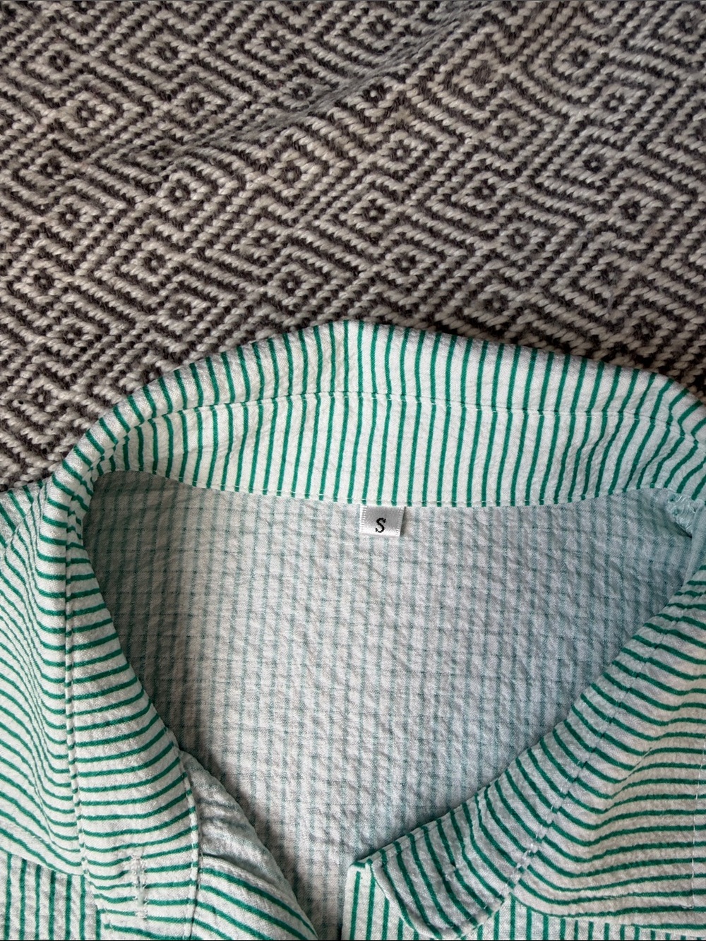 Vintage Mint Green Striped Button-Down Shirt - Picture 2 of 9